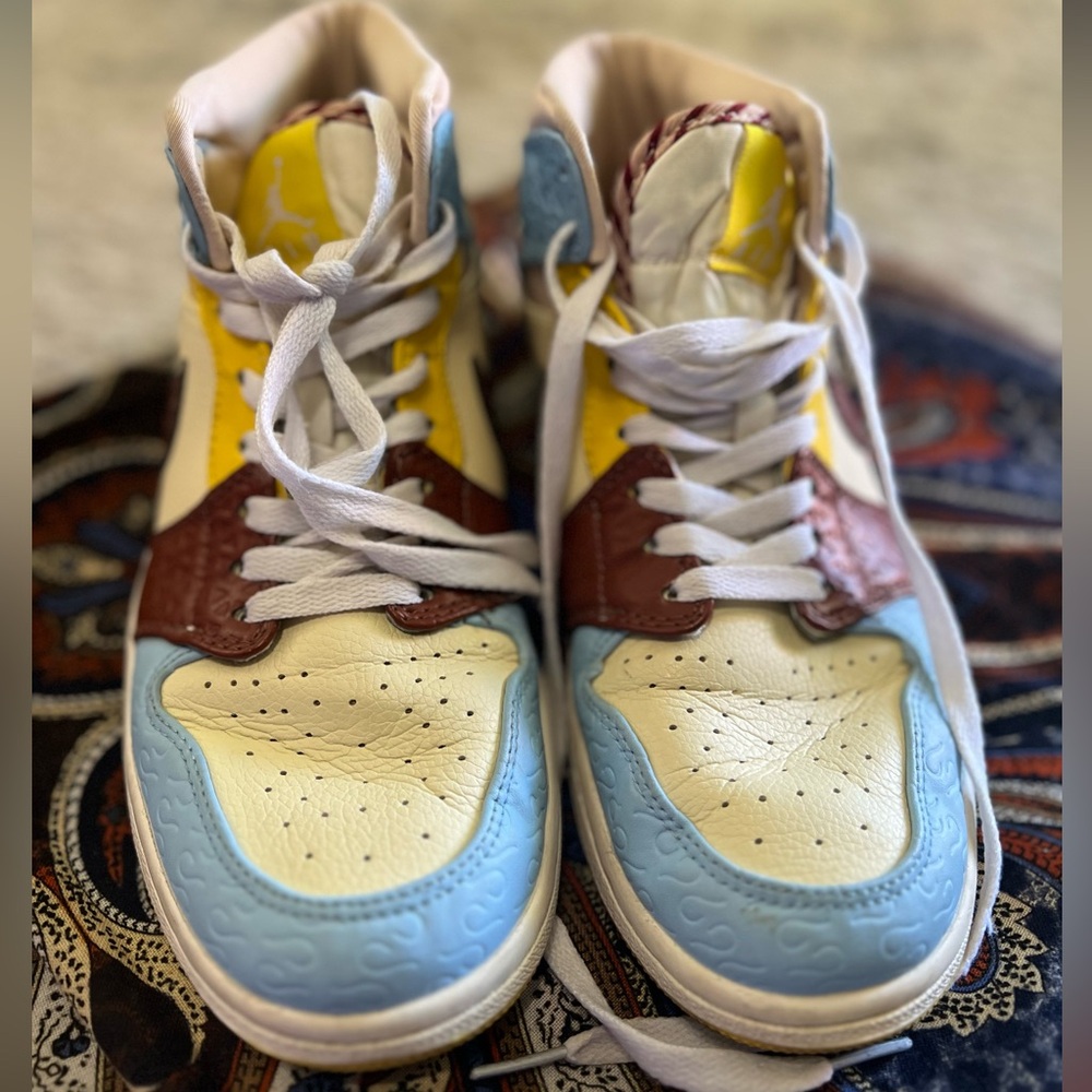 Jordan Women's Sneakers - Blue, Yellow, Brown - Picture 5 of 9